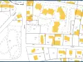 Extrait du cadastre de Dax, montrant des parcelles numérotées et des bâtiments en jaune, avec des noms de rues comme Matignon et Grande.