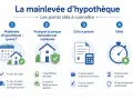Infographie expliquant la mainlevée d'hypothèque : quand, pourquoi, coût et délai.