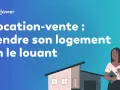 Illustration pour la location-vente : vendre son logement en le louant. Une femme tient des clés, prête pour un congé pour vente.
