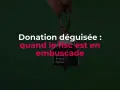 Une main tient un trousseau de clés avec un pendentif en forme de maison. Le texte "Donation déguisée : quand le fisc est en embuscade" apparaît en surimpression.