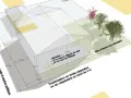 Plan d'implantation d'une maison avec dimensions et contraintes. Le plu venerque impose 40% d'espace vert.