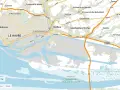 Carte du cadastre du Havre et de ses environs, montrant la ville, le port, Harfleur, et la réserve naturelle de l'estuaire de la Seine.