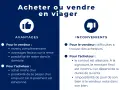 Avantages du viager pour le vendeur : revenu complémentaire, avantages fiscaux, possibilité de rester chez soi. Inconvénients : difficultés à trouver acheteur.