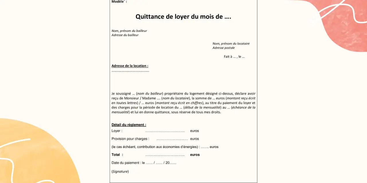 Quittance de loyer pour un locataire bon payeur. Ce document atteste du paiement du loyer et des charges.