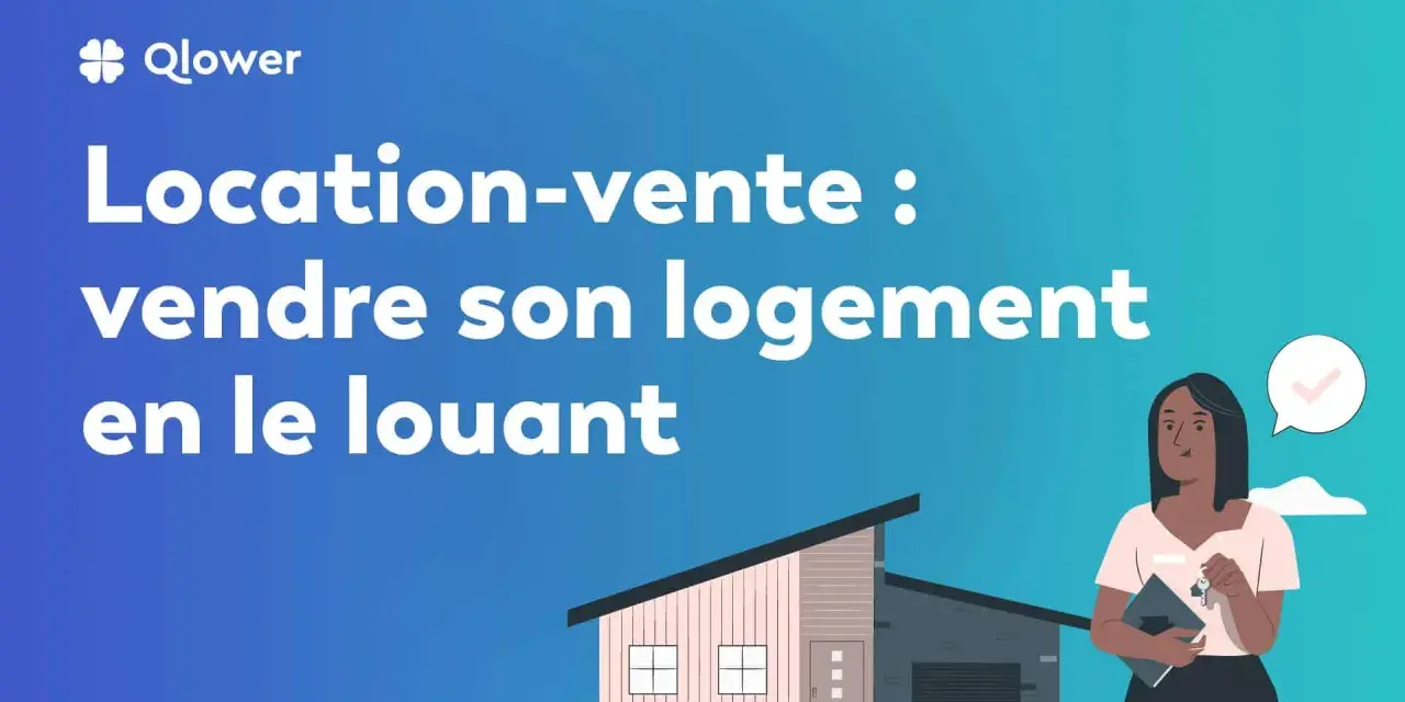 Illustration pour la location-vente : vendre son logement en le louant. Une femme tient des clés, prête pour un congé pour vente.