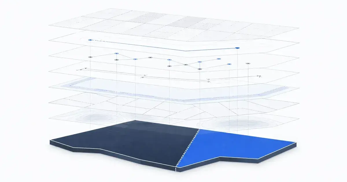 Schéma de division parcellaire sans intention de construire, montrant des couches d'informations cartographiques et topographiques.