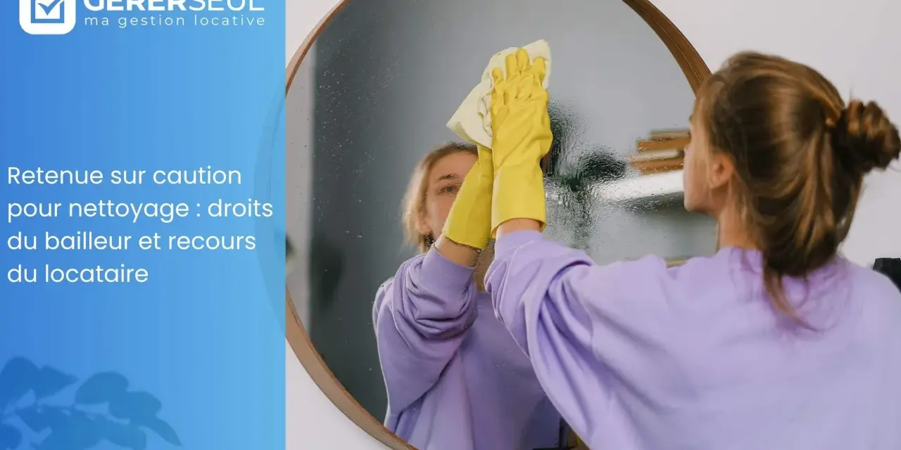 Une personne nettoie un miroir, reflétant la question de la retenue sur caution pour nettoyage.