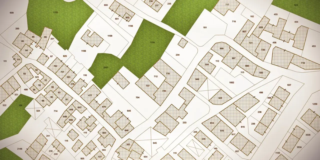 Plan cadastral de Morlaix, montrant parcelles, bâtiments et espaces verts.