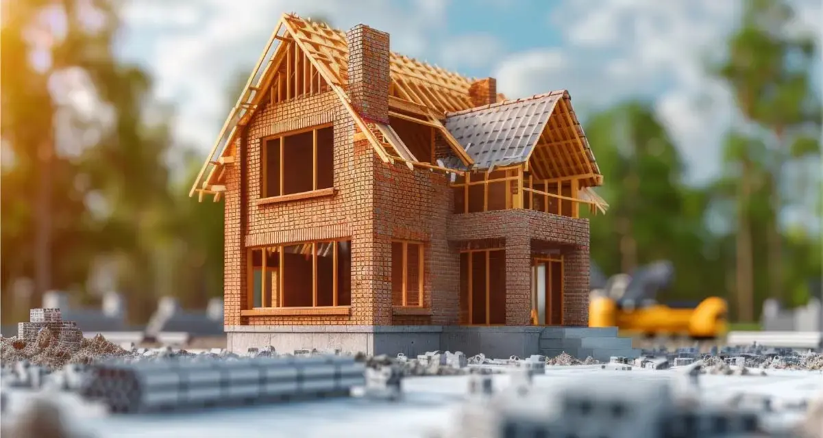 Maison en construction, briques apparentes, charpente visible. Un chantier prometteur, un futur chez-soi plus beau qu'à Brest.