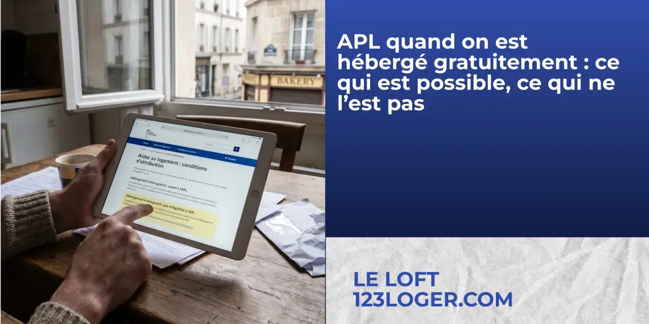 Une personne consulte sur tablette les conditions d'éligibilité à l'APL lorsqu'on est hébergé à titre gratuit.