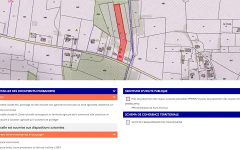Plan cadastral de Saint-Omer, montrant des parcelles zonées, des zones naturelles et des servitudes d'utilité publique.