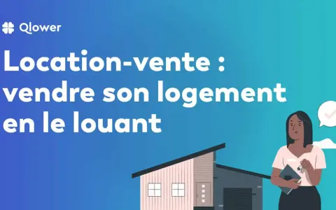 Illustration pour la location-vente : vendre son logement en le louant. Une femme tient des clés, prête pour un congé pour vente.