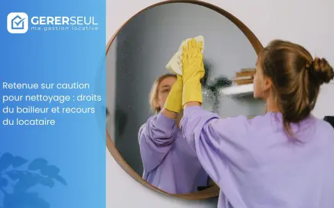 Une personne nettoie un miroir, reflétant la question de la retenue sur caution pour nettoyage.