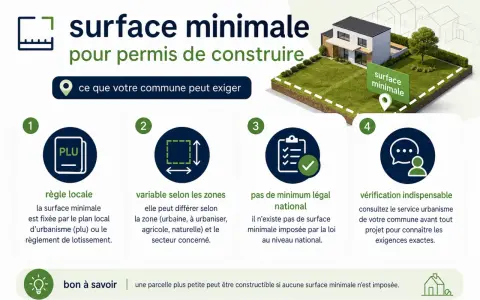 Surface minimale pour construire une maison : règles locales, zones variables, pas de minimum national, vérification en mairie.