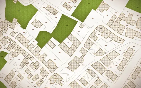 Plan cadastral de Morlaix, montrant parcelles, bâtiments et espaces verts.