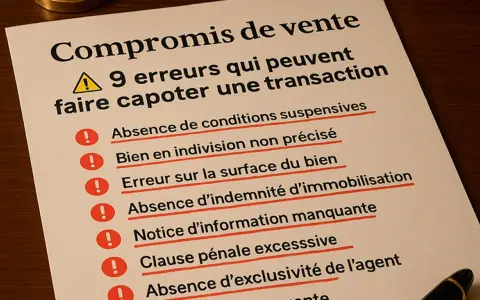 Liste des 9 erreurs à éviter pour un compromis de vente de terrain. Attention aux clauses suspensives manquantes ou imprécises.