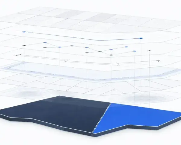 Schéma de division parcellaire sans intention de construire, montrant des couches d'informations cartographiques et topographiques.