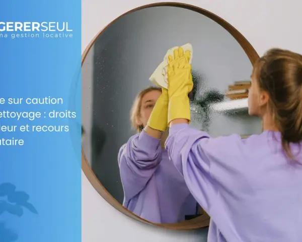 Une personne nettoie un miroir, reflétant la question de la retenue sur caution pour nettoyage.