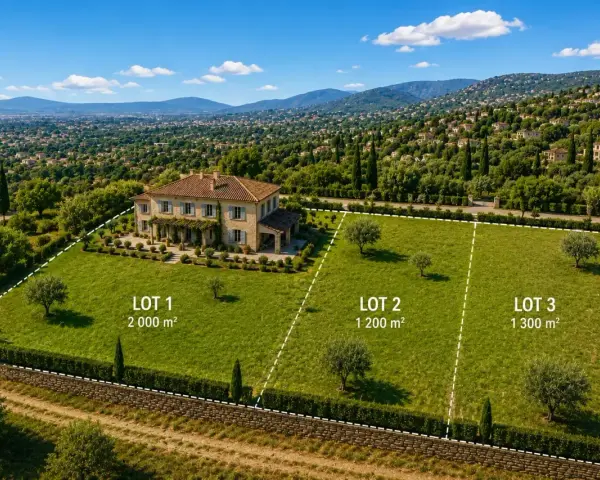 Magnifique villa avec trois parcelles de donation terrain constructible. Vue panoramique sur les collines.