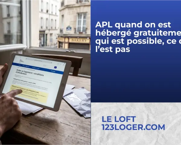 Une personne consulte sur tablette les conditions d'éligibilité à l'APL lorsqu'on est hébergé à titre gratuit.