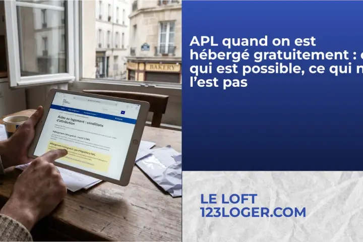 Une personne consulte sur tablette les conditions d'éligibilité à l'APL lorsqu'on est hébergé à titre gratuit.