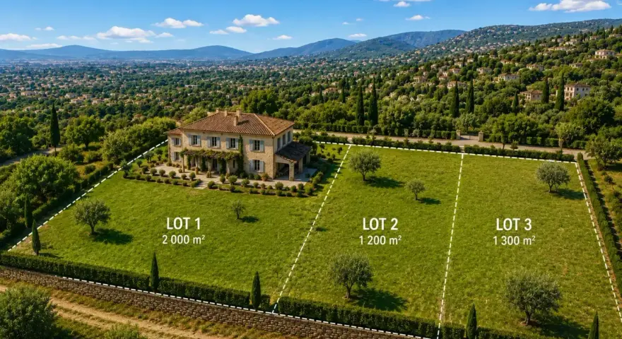 Magnifique villa avec trois parcelles de donation terrain constructible. Vue panoramique sur les collines.