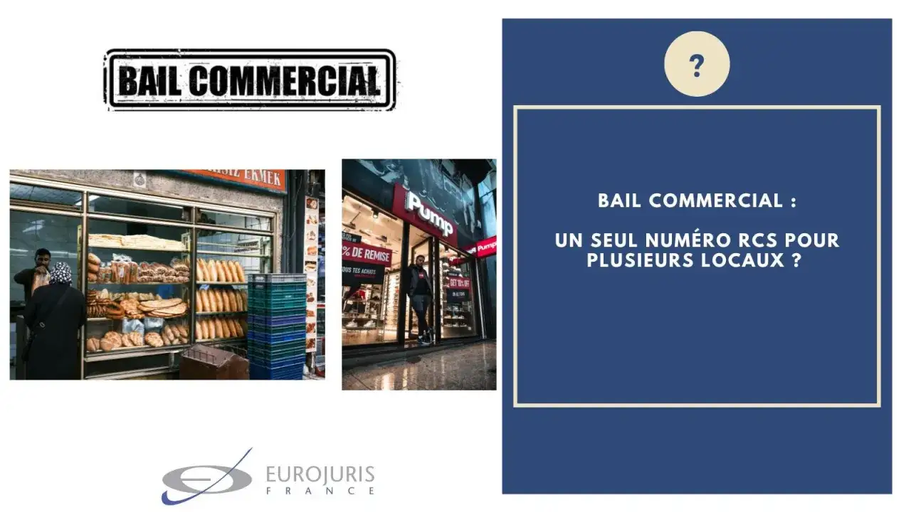 Une boulangerie et une boutique de chaussures, avec un texte sur le bail commercial.